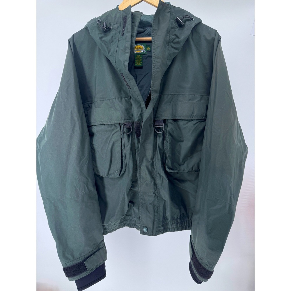 Vintage Cabelas Gore-Tex Fly Fishing Wading Jacket Mens XL Green Hooded